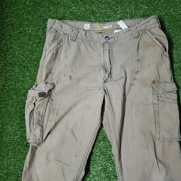 Carhartt Pants Mens 38x32 Khaki Beige Tan Force Relaxed Fit Ripstop Cargo Work - Picture 3 of 11